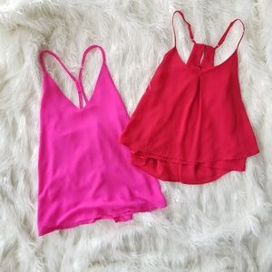 Hot pink and red chiffon boutique tops [set of 2]